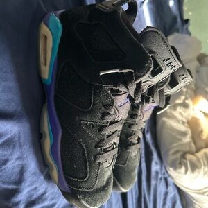 Kids Black and Purple Jordan 6’s